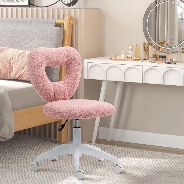 FloraGrace Bureaustoel 45 x 56 x 78-88 Cm - In Hoogte Verstelbaar En Draaibaar - Voor Bureau Of Kaptafel - Polyester - Pink Roze