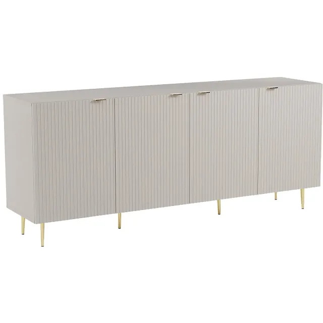 Vente-unique Buffetkast met 4 deurtjes van MDF en staal - Beige en goudkleurig - YESINIA