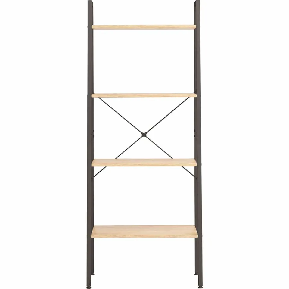 vidaXL Ladderrek met 4 schappen 56x35x140 cm lichtbruin en zwart