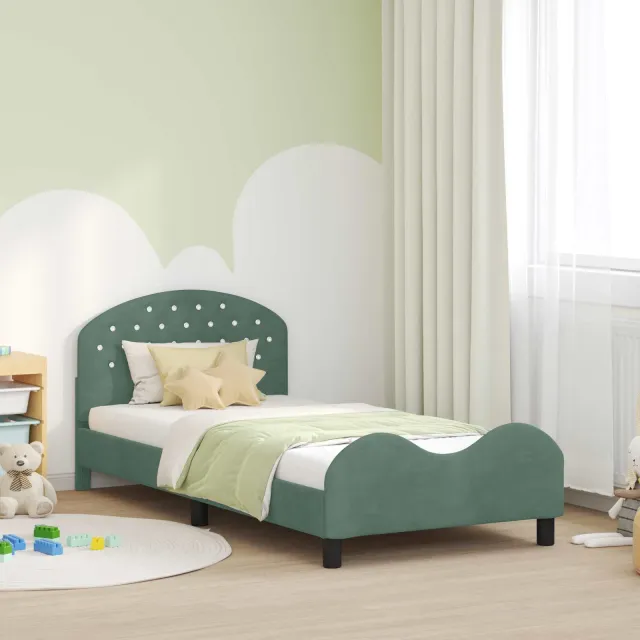 vidaXL Bedframe voor kinderen met hoofdbord Zeegroen 80 x 200 cm