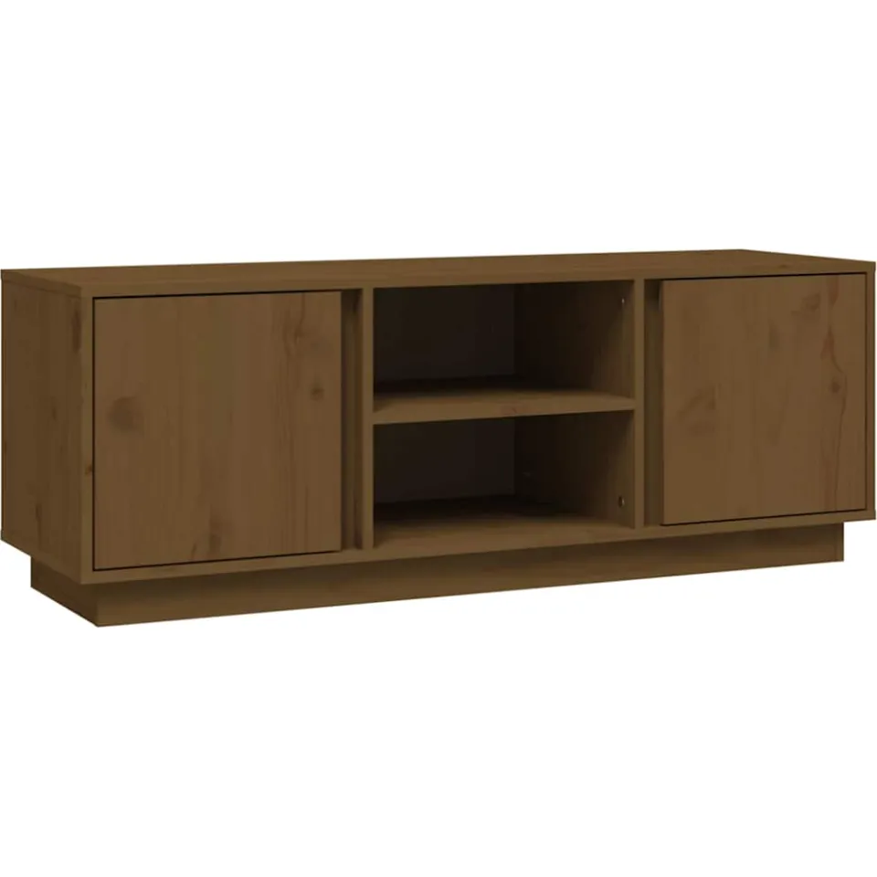 vidaXL Tv-meubel 110x35x40,5 cm massief grenenhout honingbruin