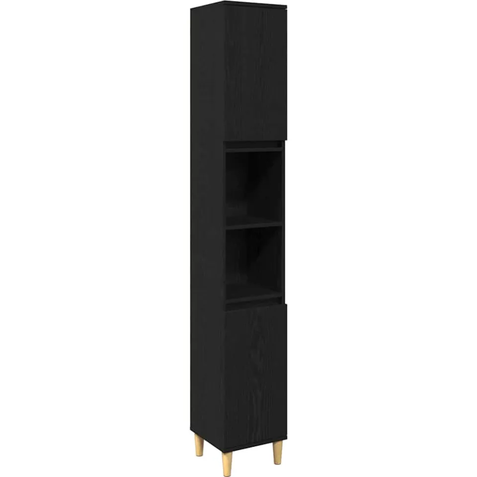vidaXL Badkamermeubelset 3 st Zwart 80 x 33 x 60 cm Bewerkt hout, foto 3