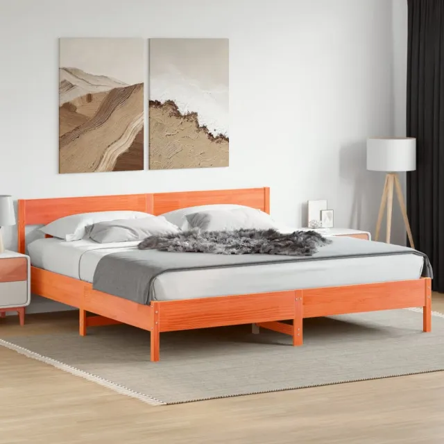vidaXL Bedframe zonder matras massief grenenhout wasbruin 200x200 cm bruin