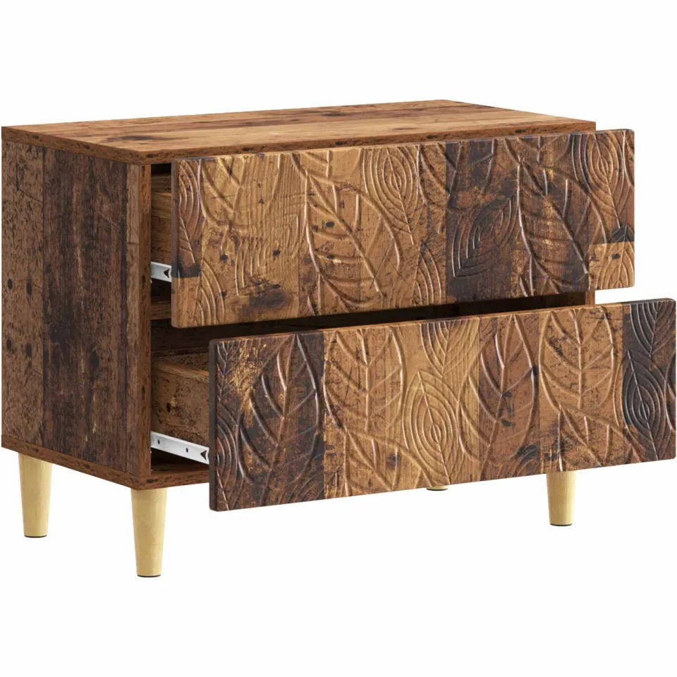 vidaXL Nachtkastje Oud hout 62 x 34,5 x 48 cm Bewerkt hout bruin, foto 2