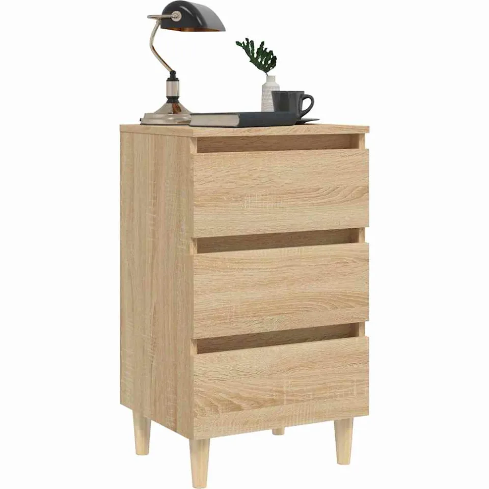 vidaXL Nachtkastje met houten poten 40x35x69 cm sonoma eikenkleurig