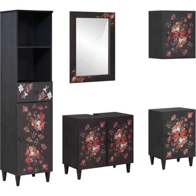 vidaXL Badkamerkastenset 5 st 62 x 33 x 58 cm Massief Mango Hout Bruin
