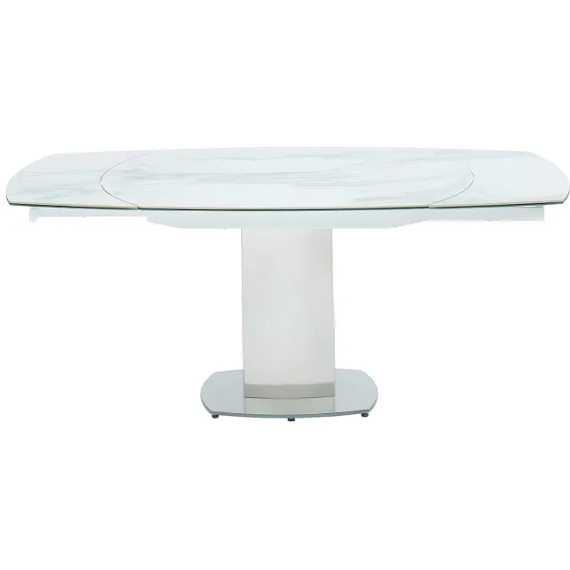 Vente-unique Uitschuifbare eettafel TALICIA - 4 tot 6 personen - Keramiek en ijzer Wit