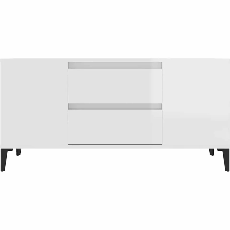 vidaXL Tv-meubel 102x44,5x50 cm bewerkt hout hoogglans wit, foto 4