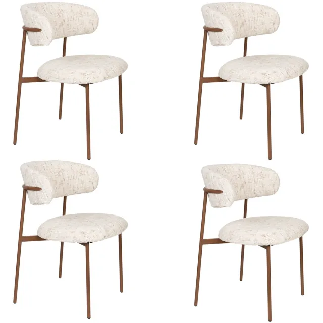 Housecraft Living Claes Eetkamerstoelen Gemêleerd Off-White - Set van 4 Wit