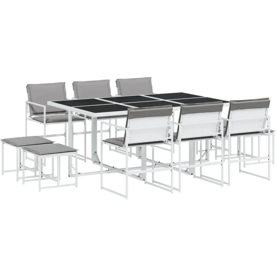 vidaXL 11-delige Tuinset met kussens textileen wit