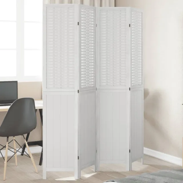 vidaXL Kamerscherm met 4 panelen massief paulowniahout wit, foto 2
