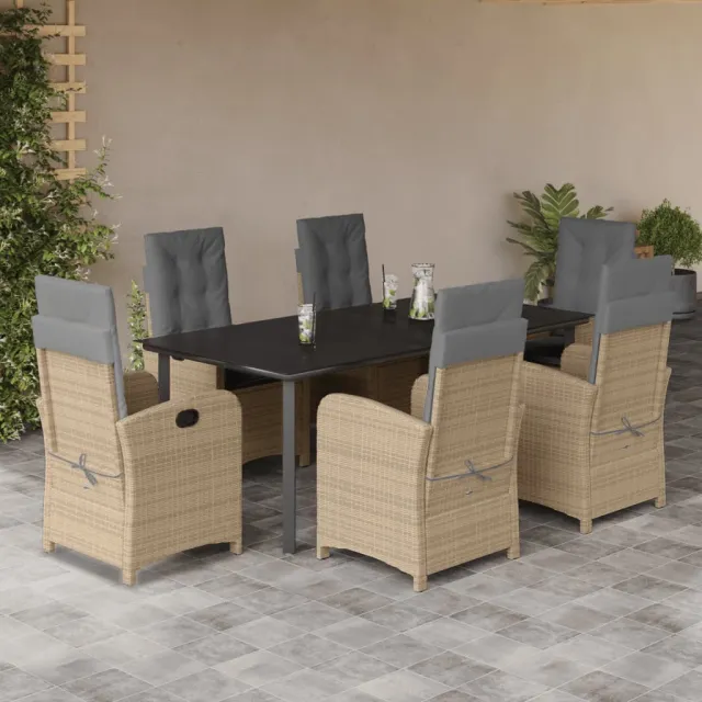 vidaXL 7-delige Tuinset met kussens poly rattan gemengd beige, foto 2