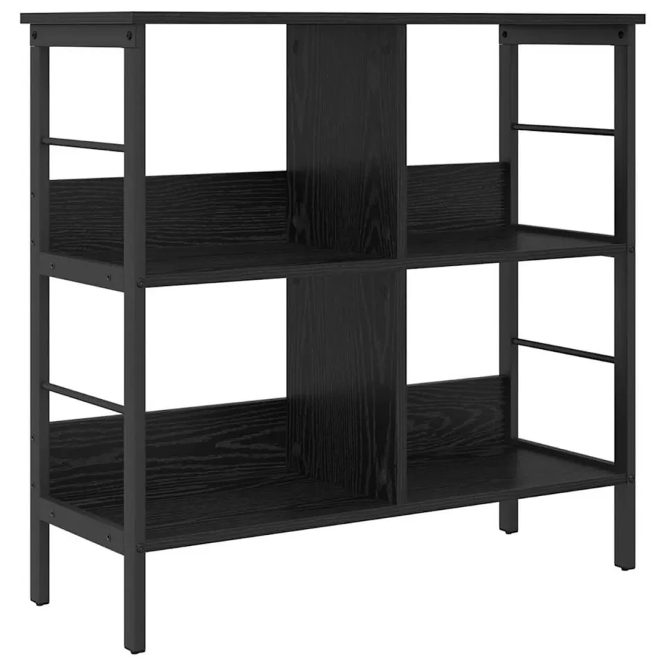 vidaXL Boekenkast 4-laags 82 x 32 x 79 cm Bewerkt hout Zwart Eiken, foto 3