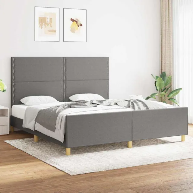 vidaXL Bedframe zonder matras stof donkergrijs 180x200 cm grijs