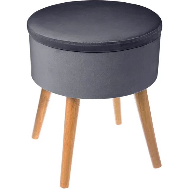 Silumen Fluwelen kist met grenen poten 43 cm - Overig - Grijs - Gris - SILUMEN