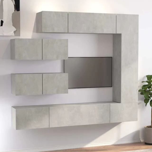 vidaXL 7-delige Tv-meubelset bewerkt hout betongrijs grijs, foto 2