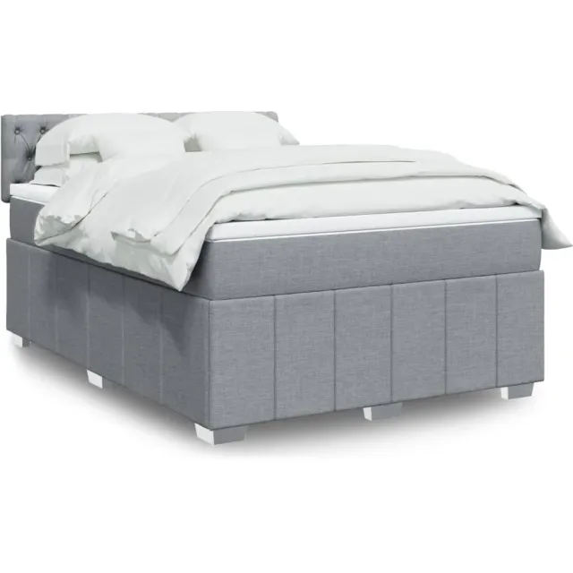 vidaXL Boxspring met matras stof lichtgrijs 160x200 cm grijs