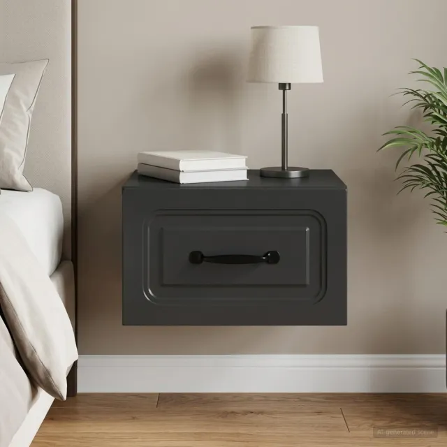 vidaXL Wandbeugel Bedkast Zwart 34,5 x 33 x 20 cm Bewerkt hout, foto 2
