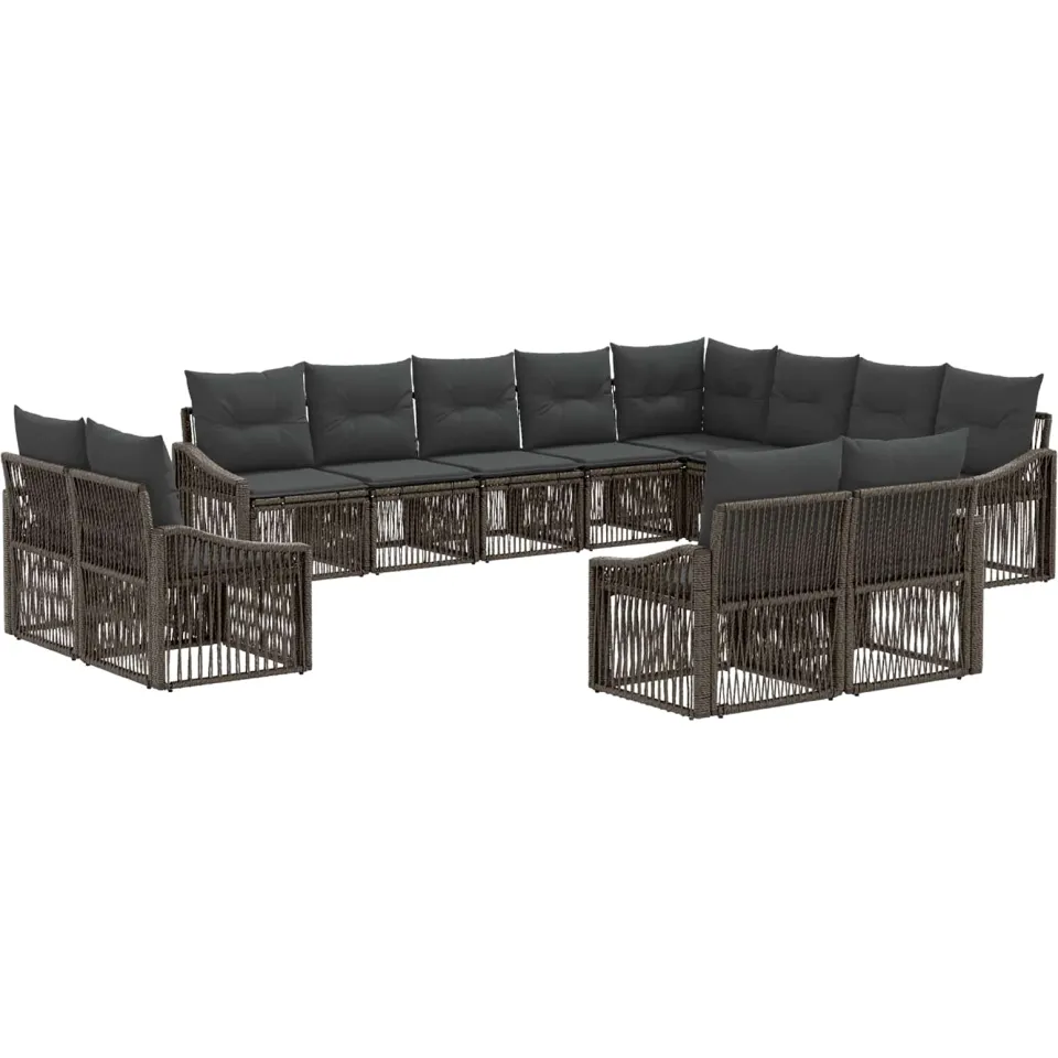vidaXL Tuinbankenset 12 st 12-zits Grijs poly rattan, foto 3