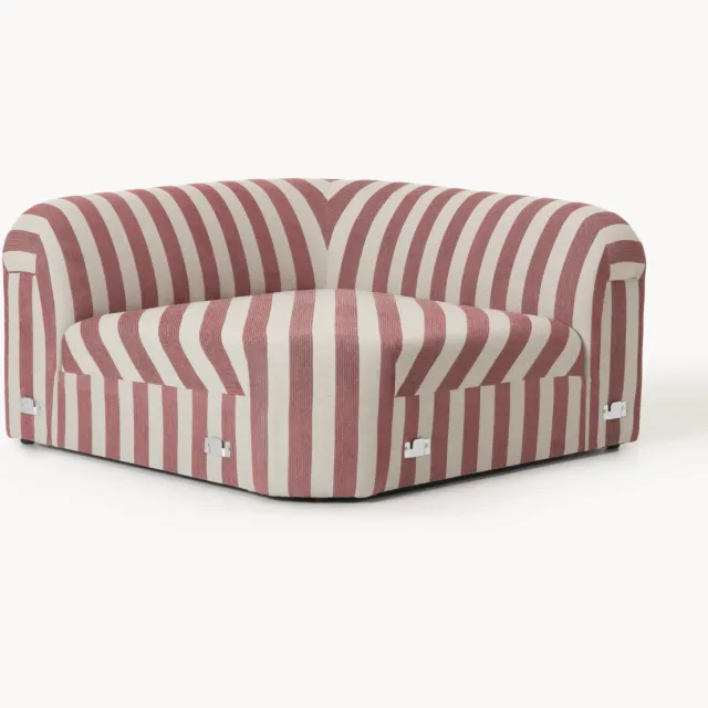 Westwing Collection Ronde gestreepte hoekmodule Wolke Wijnrood