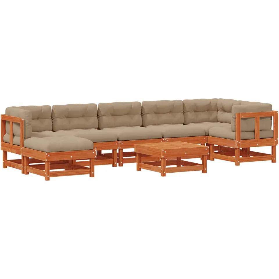 vidaXL Tuin loungeset 8 st Wasbruin Massief grenenhout bruin, foto 3