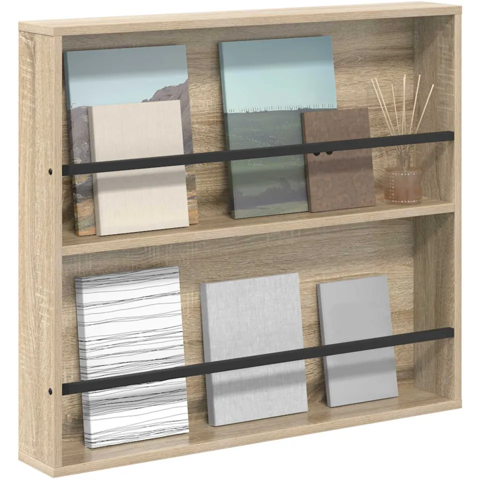 vidaXL Tijdschrift Rek Sonoma Eiken 80 x 12 x 70 cm Bewerkt hout Bruin