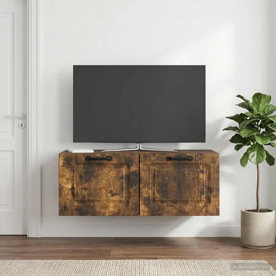 vidaXL Wandbeugel TV-kast Gerookt eiken 78,5 x 41 x 30 cm Bewerkt hout, foto 4