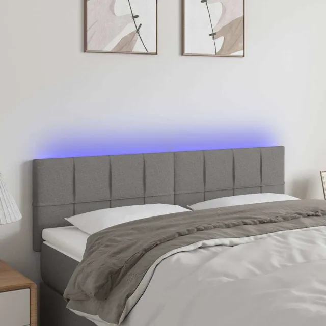 vidaXL Hoofdbord LED 144x5x78/88 cm stof donkergrijs grijs