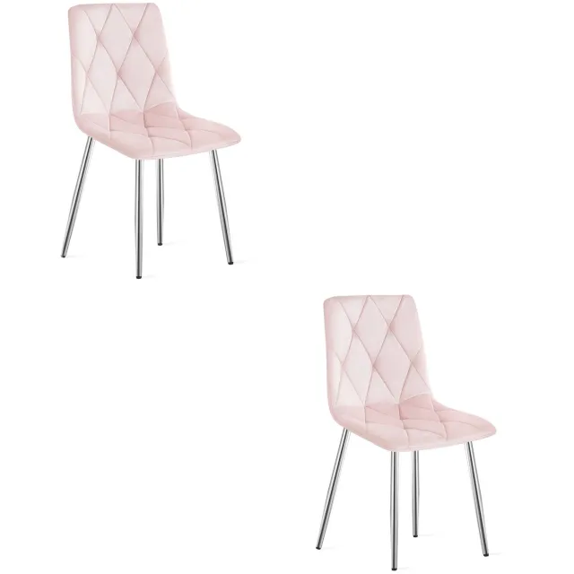 LEOBERT LIBRA Eetkamerstoelen – Set van 2 – Groen Velvet – Metalen Poten – Comfortabele Gestoffeerde Zitting – Modern Design – Velvet Stoel voor Woonkamer, Keuken en Eetkamer – Max. 110 kg per Stoel