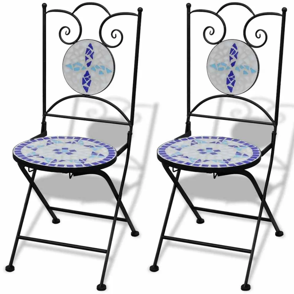 vidaXL 3-delige Bistroset keramische tegel blauw en wit