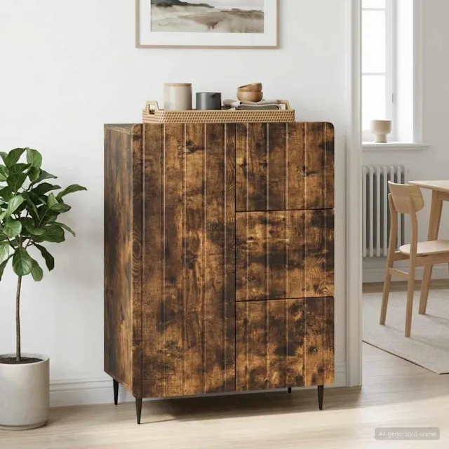 vidaXL Dressoir Gerookt eiken 66 x 34,5 x 92 cm Bewerkt hout, foto 2