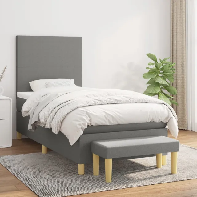 vidaXL Boxspring met matras stof donkergrijs 90x190 cm grijs