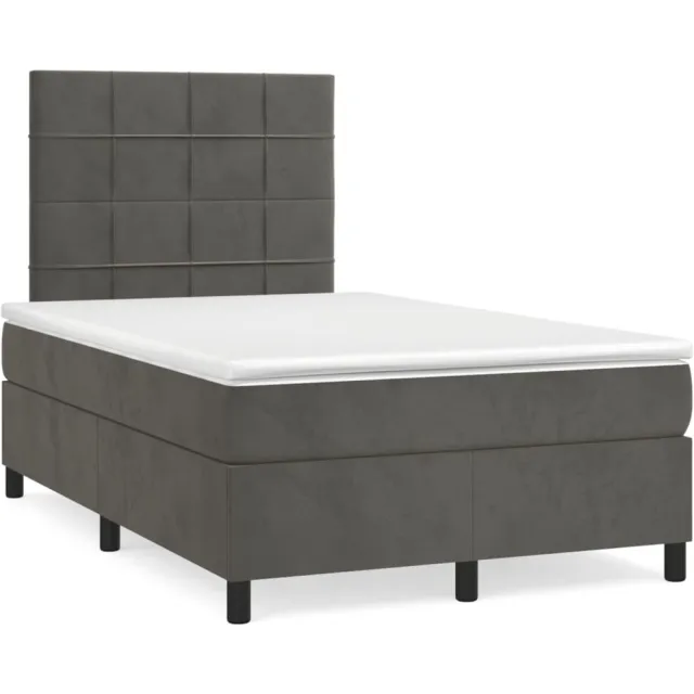 vidaXL Boxspring met matras fluweel donkergrijs 120x190 cm grijs