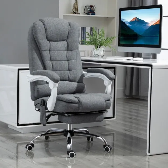 COVREO Bureaustoel 65x70x119 cm grijs, polyester met massage en voetsteun