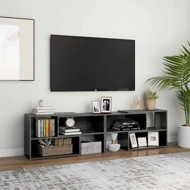 vidaXL Tv-meubel 149x30x52 cm bewerkt hout hoogglans grijs