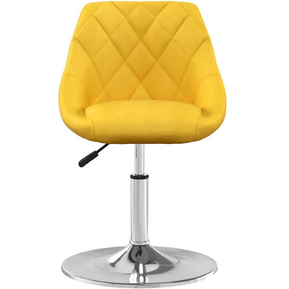 vidaXL Eetkamerstoelen draaibaar 2 st fluweel mosterdgeel, foto 4