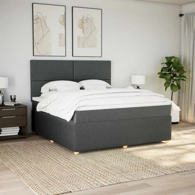 vidaXL Boxspring met matras stof donkergrijs 180x200 cm grijs