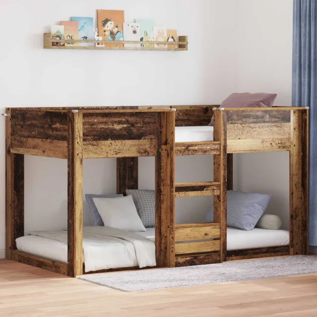 vidaXL Bunk Bed voor Kinderen Oudhout 75 x 190 cm Bewerkt hout Bruin