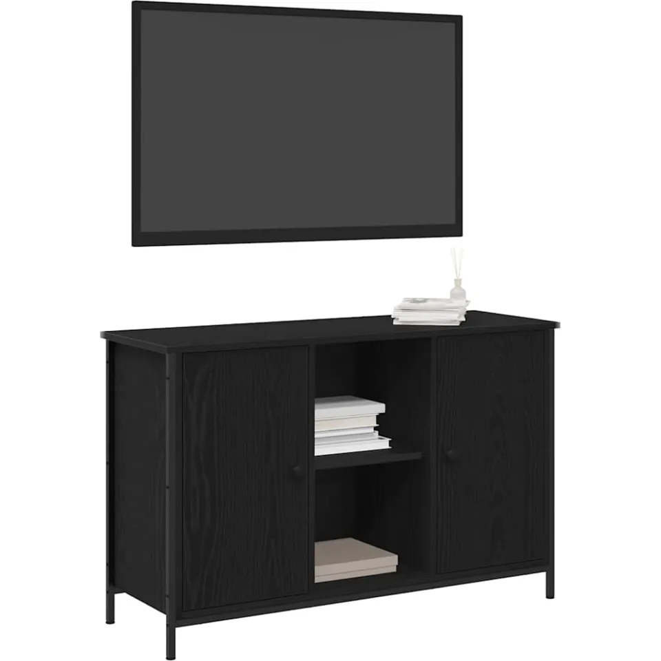 vidaXL Tv-meubelset 101 x 35 x 65 cm Zwart Eiken Bewerkt hout, foto 2