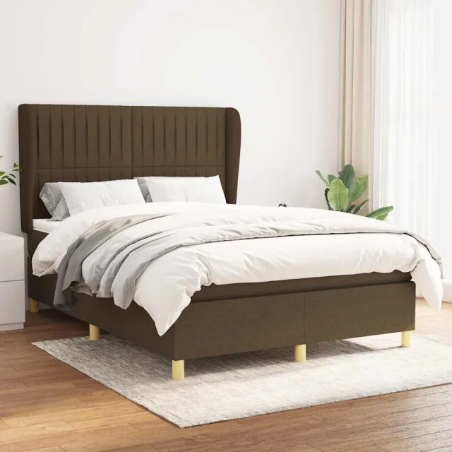 vidaXL Boxspring met matras stof donkerbruin 140x190 cm bruin