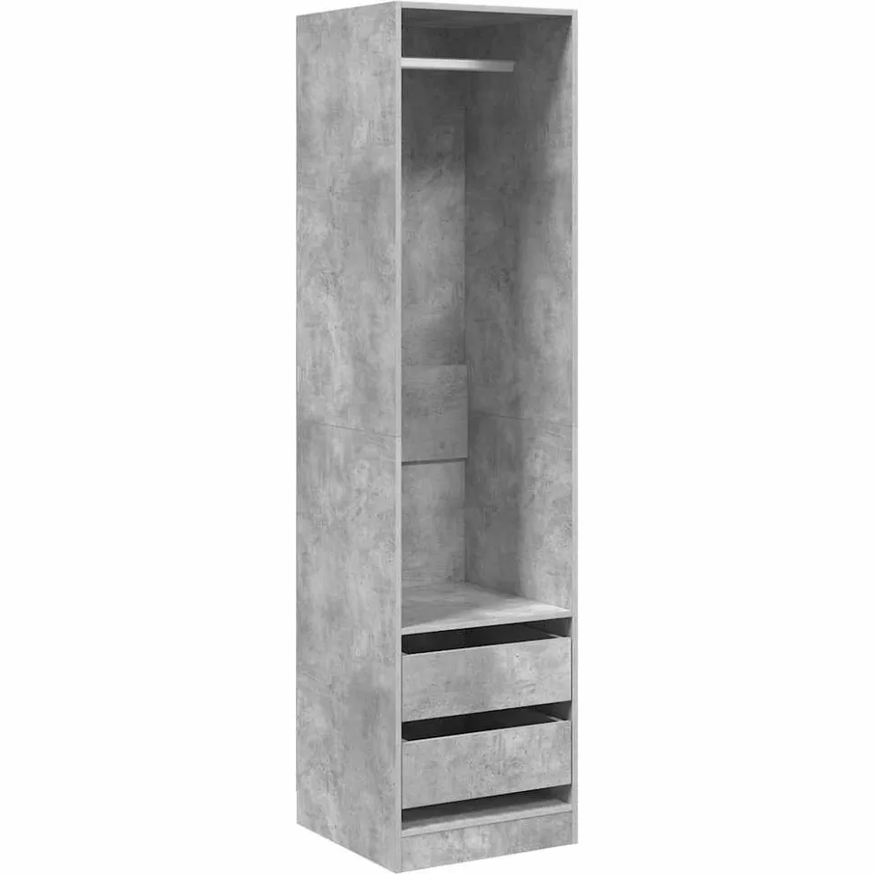 vidaXL Kledingkast met lades 50x50x200 cm bewerkt hout betongrijs