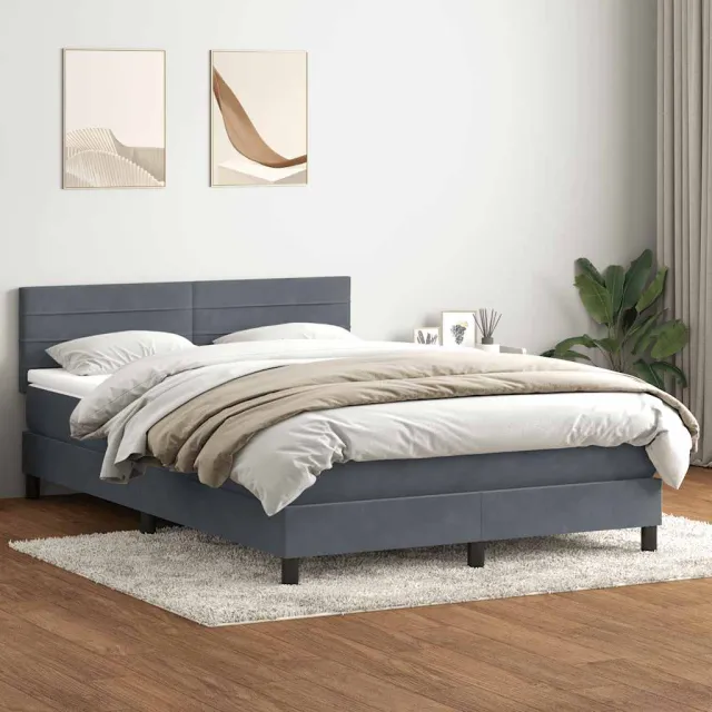 vidaXL Boxspring met matras fluweel donkergrijs 160x210 cm grijs