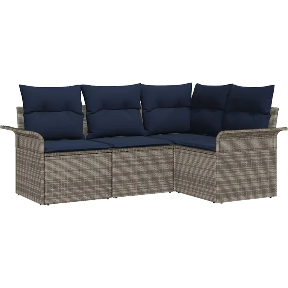 vidaXL Tuin Sofa Set 4 st Grijs poly rattan