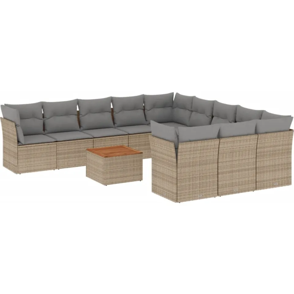 vidaXL Patio Sofa Set 11-zits Mix Beige en Lichtgrijs, foto 3