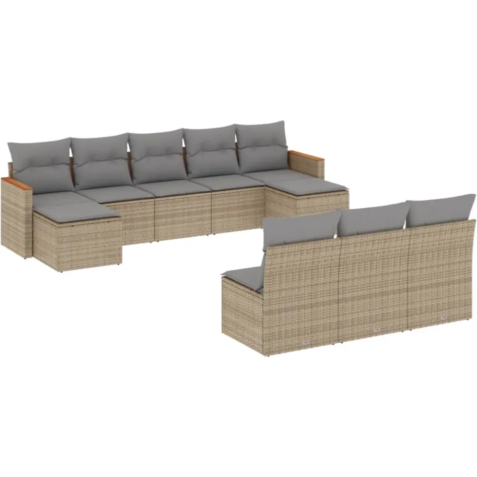 vidaXL Patio Sofa Set 10-zits Gemengd beige, foto 3