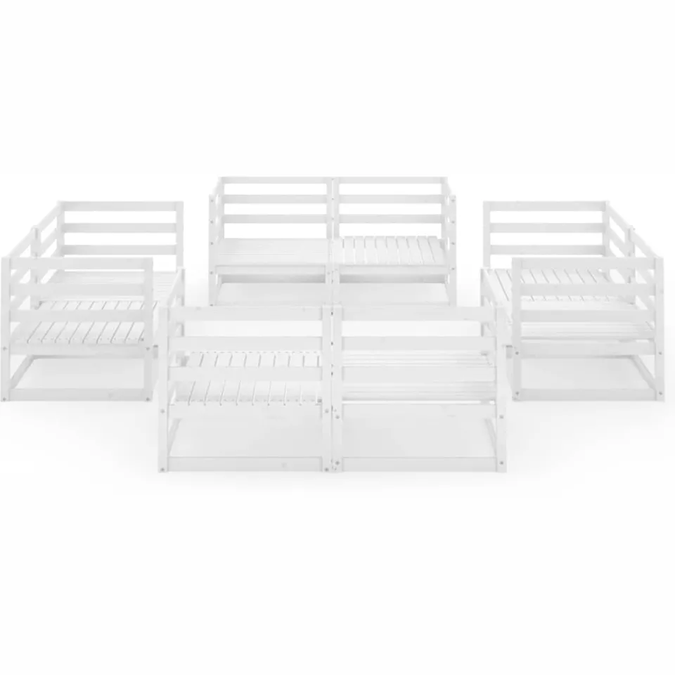 vidaXL 8-delige Loungeset massief grenenhout wit, foto 3