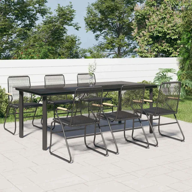 vidaXL 7-delige Tuinset PVC-rattan zwart, foto 2