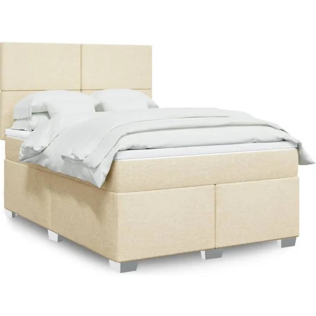 vidaXL Boxspring met matras stof crèmekleurig 160x200 cm