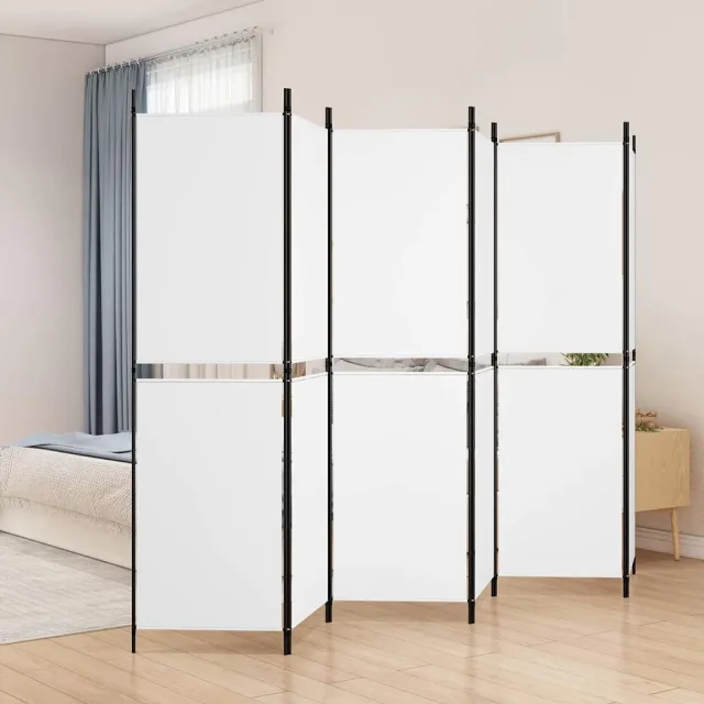 vidaXL Kamerscherm met 6 panelen 300x180 cm stof wit, foto 2
