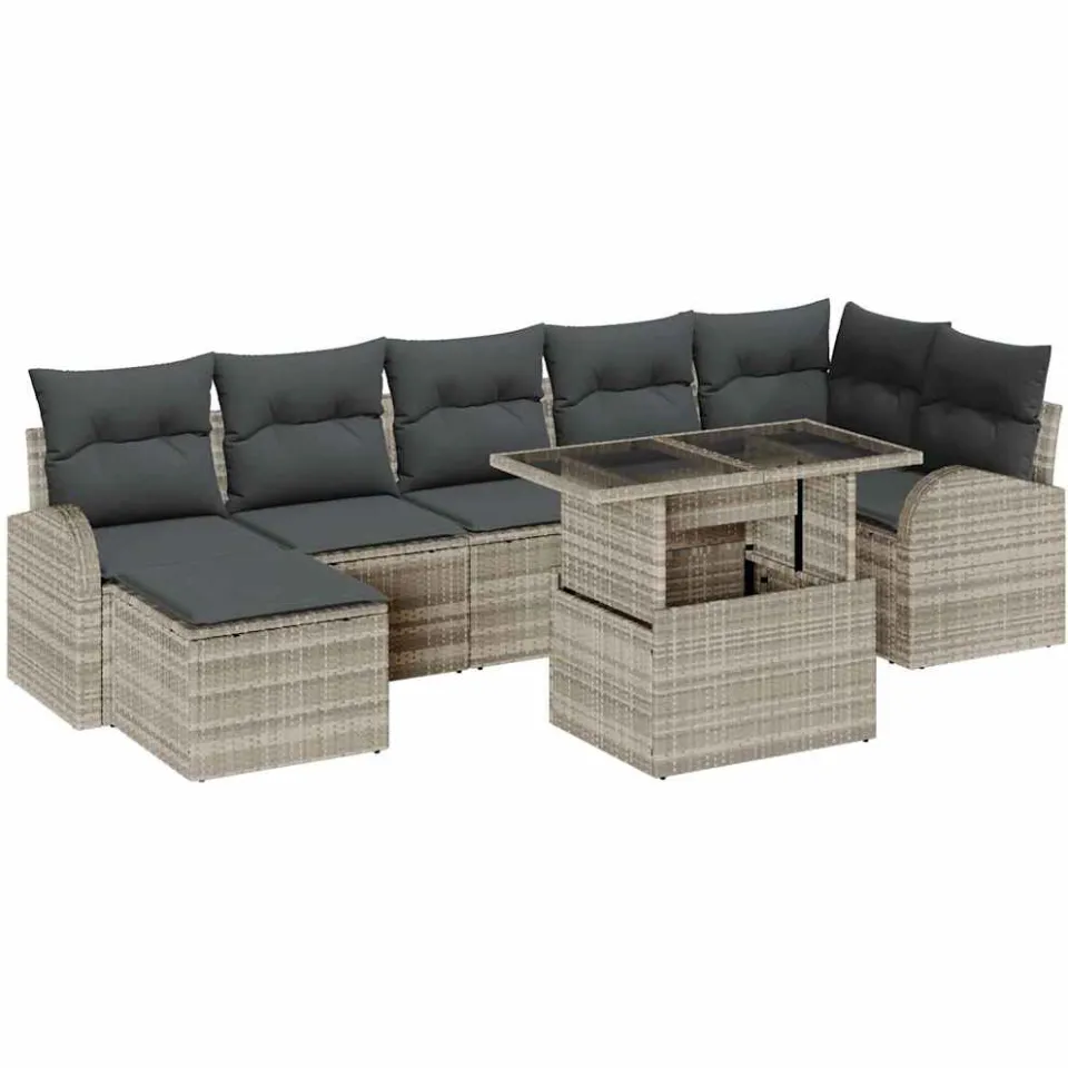 vidaXL Tuin Sofa Set 8 st Lichtgrijs poly rattan